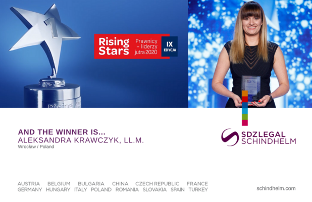 Aleksandra Krawczyk is the winner of the first place in the Rising Stars Lawyers - leaders of tomorrow 2020 competition organised by Wolters Kluwer Polska!